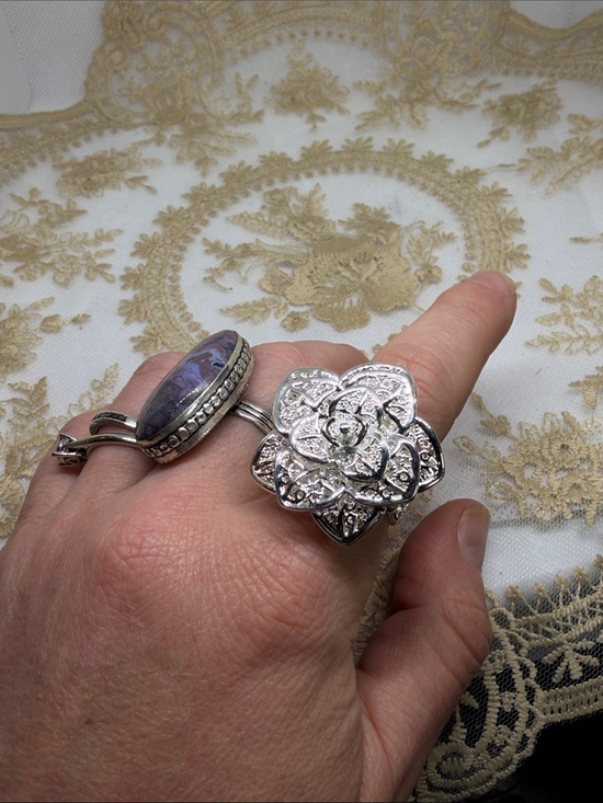 925 Sterling Silver Jewelry - 925 Sterling Silver Romantic Flower Ring Adjustable Lace Filigree Victorian